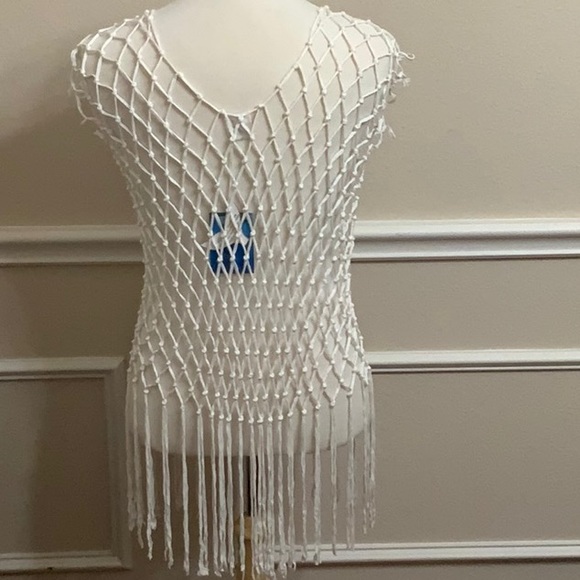 Lisa Blue ROPE NET COVERUP - White - Picture 3 of 9